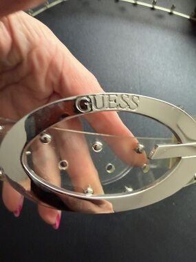 GUESS Silver Oval Logo Belt Buckle